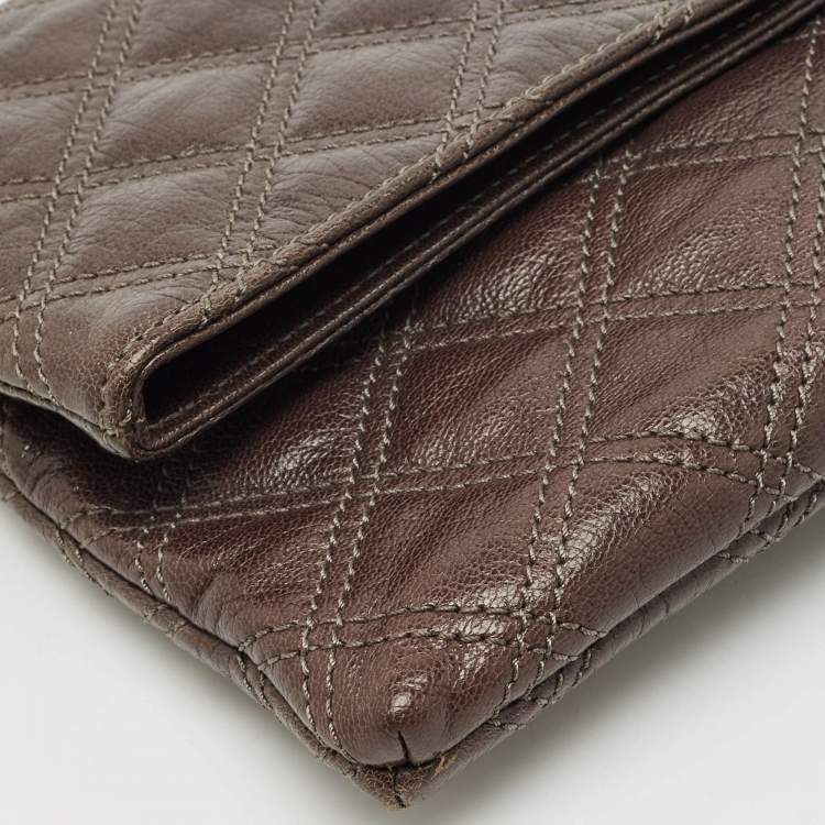 Pre Owned Marc Jacobs Choco Brown Quilted Leather Eugenie Clutch
