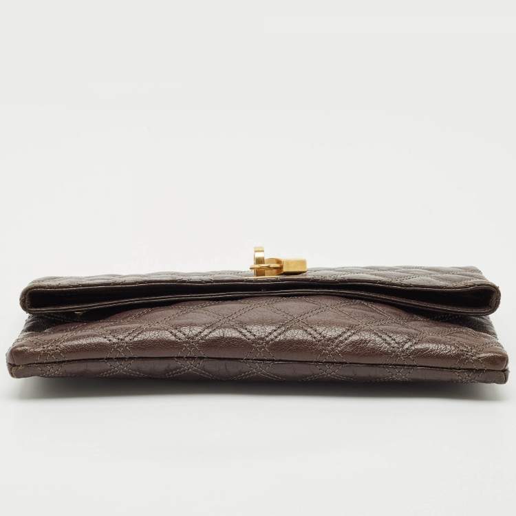 Pre Owned Marc Jacobs Choco Brown Quilted Leather Eugenie Clutch