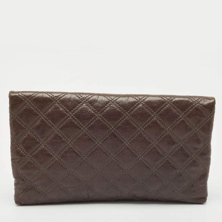 Pre Owned Marc Jacobs Choco Brown Quilted Leather Eugenie Clutch