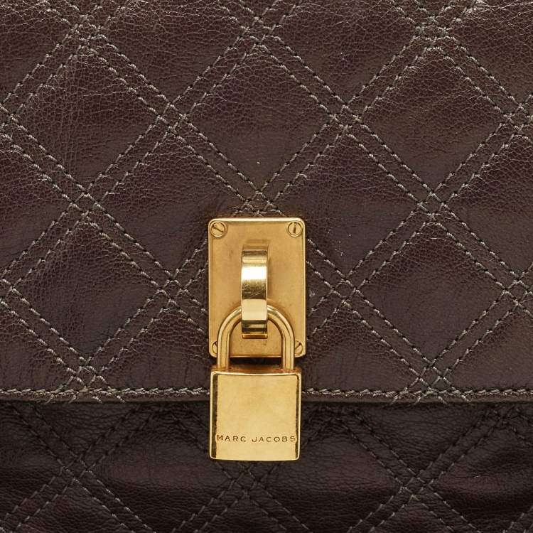 Pre Owned Marc Jacobs Choco Brown Quilted Leather Eugenie Clutch