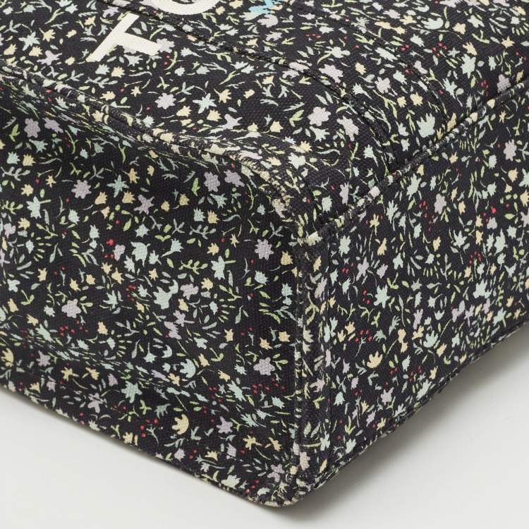 Pre Owned Marc Jacobs Black Canvas Small Ditsy Floral The Tote Bag