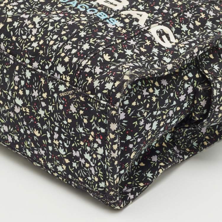 Pre Owned Marc Jacobs Black Canvas Small Ditsy Floral The Tote Bag