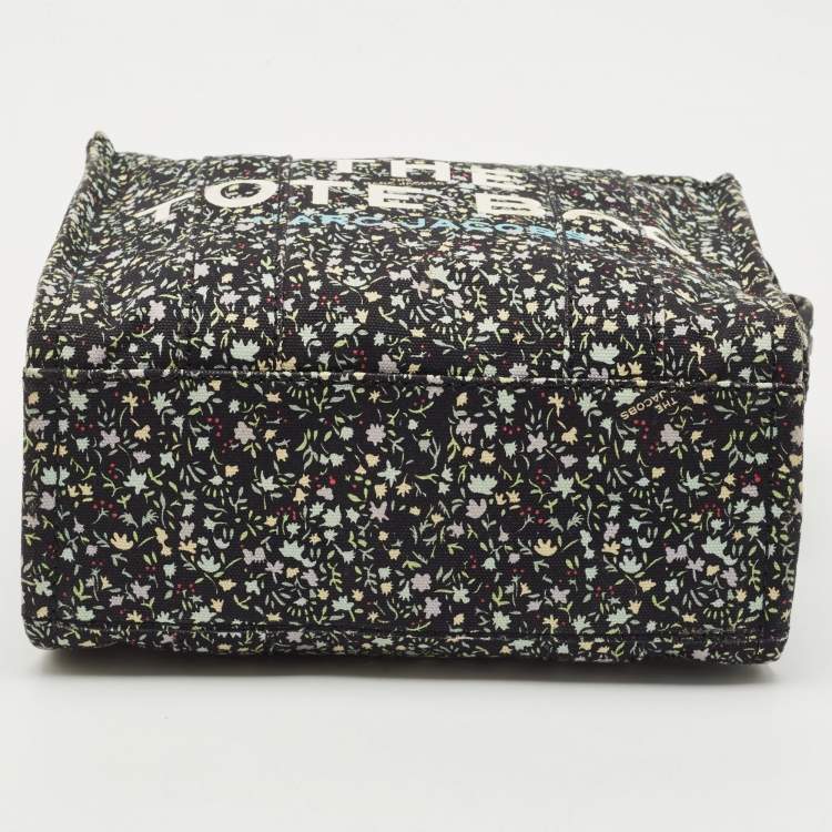 Pre Owned Marc Jacobs Black Canvas Small Ditsy Floral The Tote Bag