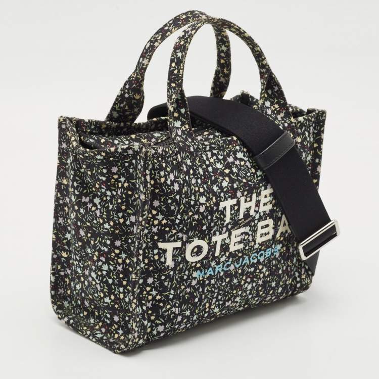 Pre Owned Marc Jacobs Black Canvas Small Ditsy Floral The Tote Bag