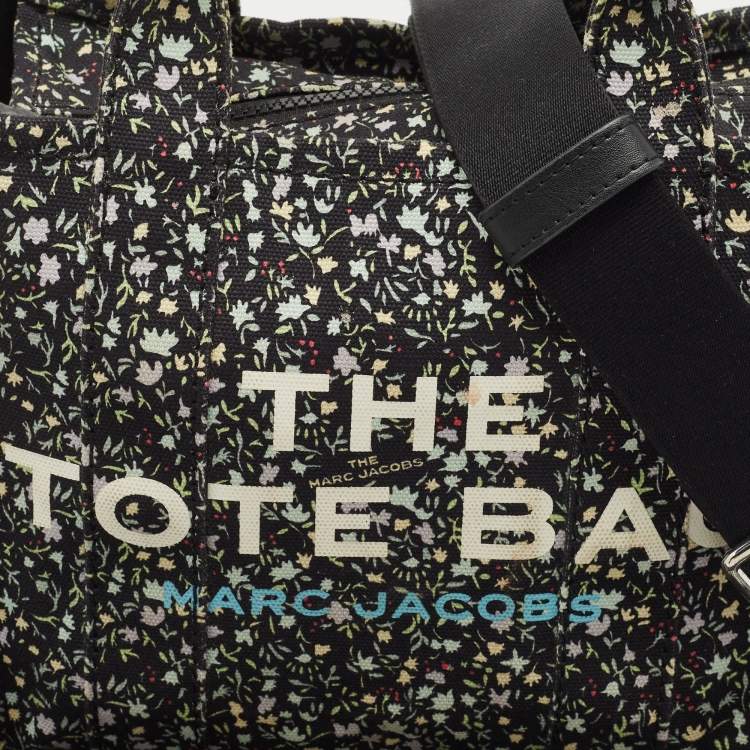 Pre Owned Marc Jacobs Black Canvas Small Ditsy Floral The Tote Bag