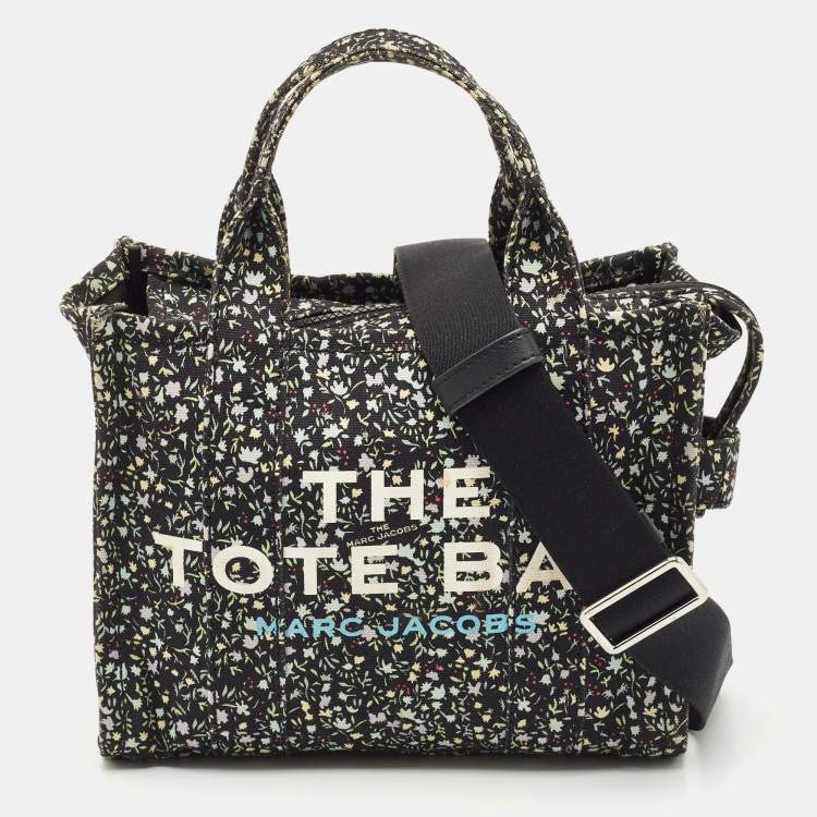 Pre Owned Marc Jacobs Black Canvas Small Ditsy Floral The Tote Bag