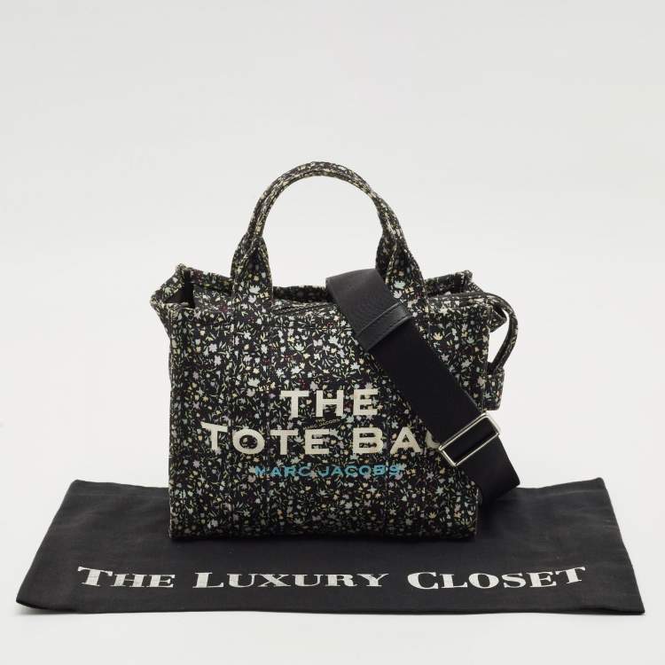 Pre Owned Marc Jacobs Black Canvas Small Ditsy Floral The Tote Bag