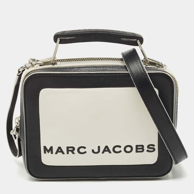 Pre Owned Marc Jacobs Black/White Leather The Box 20 Top Handle Bag