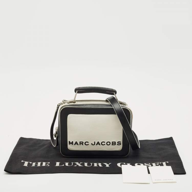 Pre Owned Marc Jacobs Black/White Leather The Box 20 Top Handle Bag