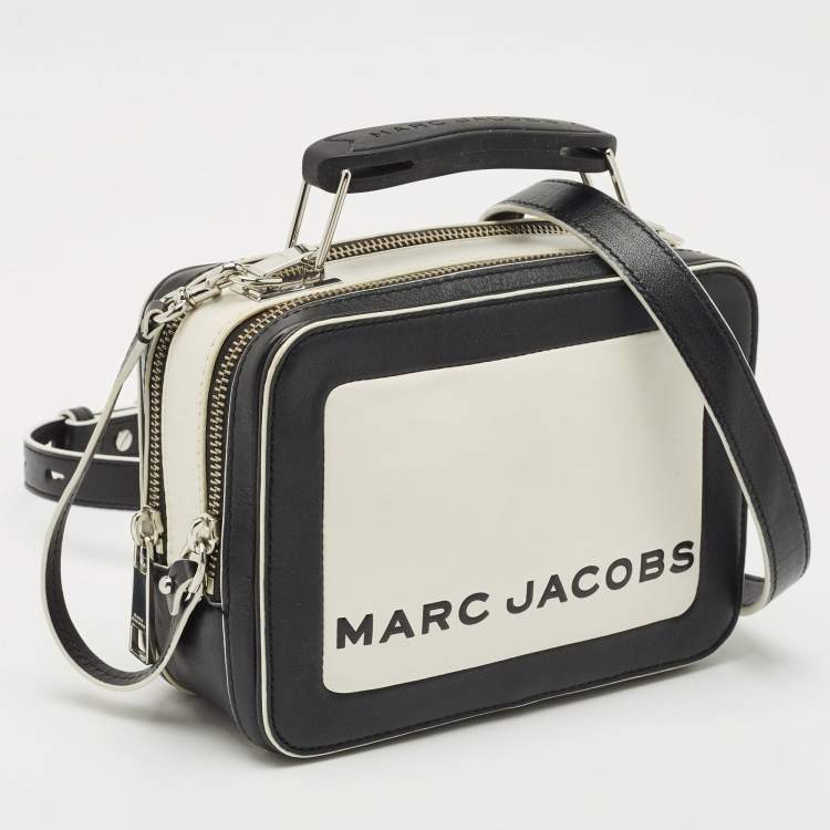 Pre Owned Marc Jacobs Black/White Leather The Box 20 Top Handle Bag