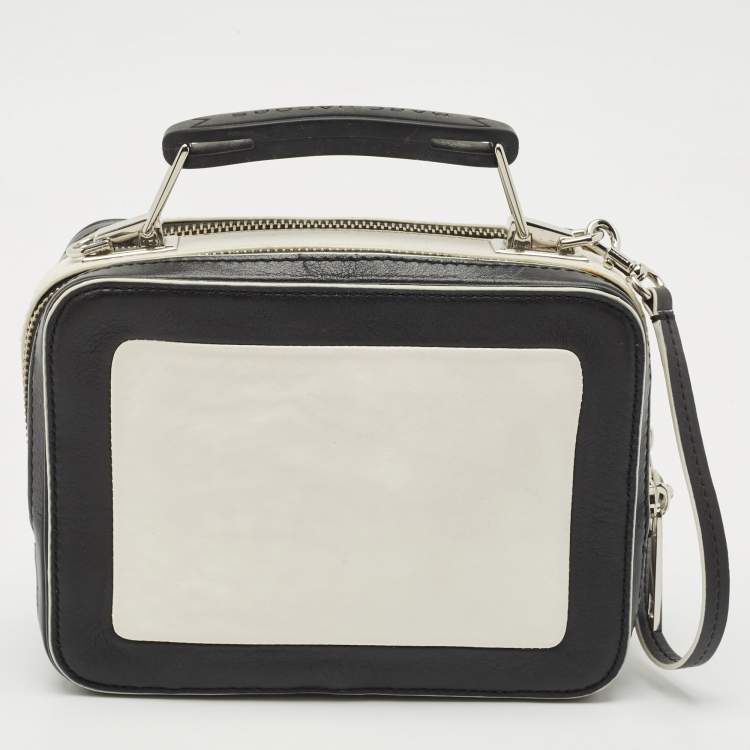 Pre Owned Marc Jacobs Black/White Leather The Box 20 Top Handle Bag