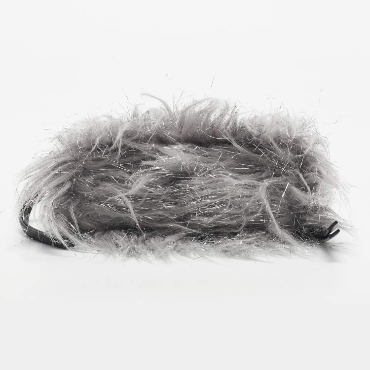 Pre Owned Marc Jacobs Grey/Black Faux Fur and Leather The Creature Snapshot Crossbody Bag
