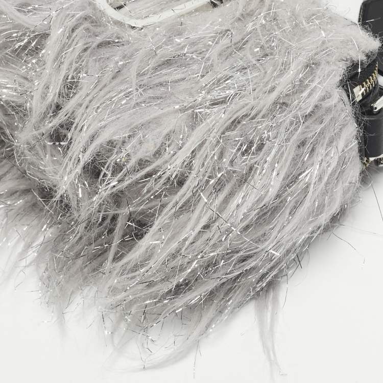 Pre Owned Marc Jacobs Grey/Black Faux Fur and Leather The Creature Snapshot Crossbody Bag