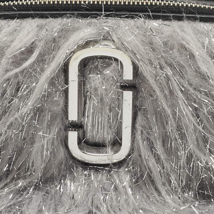 Pre Owned Marc Jacobs Grey/Black Faux Fur and Leather The Creature Snapshot Crossbody Bag