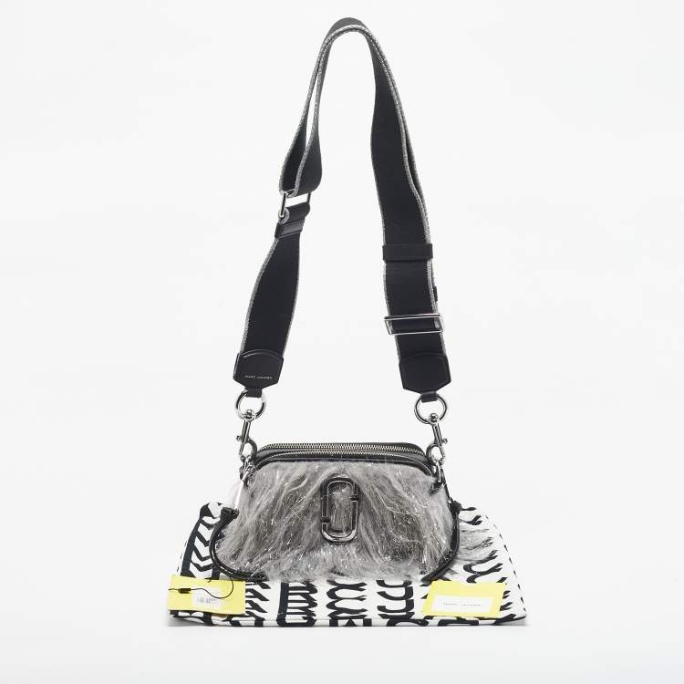 Pre Owned Marc Jacobs Grey/Black Faux Fur and Leather The Creature Snapshot Crossbody Bag