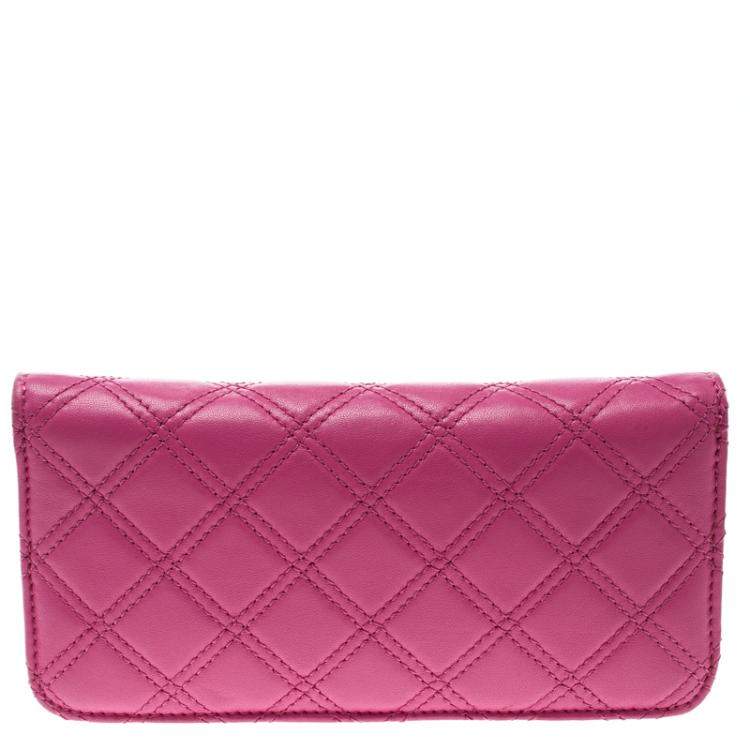 Pre Owned Marc Jacobs Pink Quilted Leather Continental Wallet