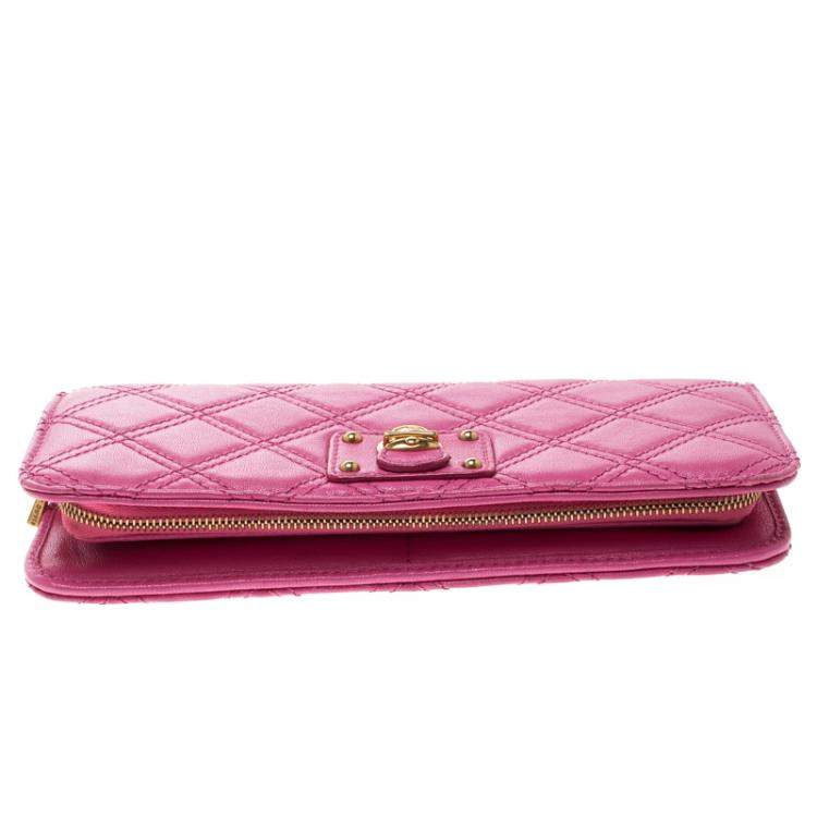 Pre Owned Marc Jacobs Pink Quilted Leather Continental Wallet