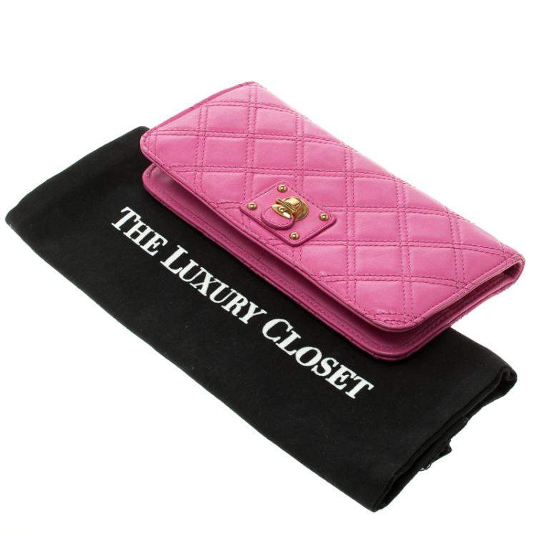 Pre Owned Marc Jacobs Pink Quilted Leather Continental Wallet