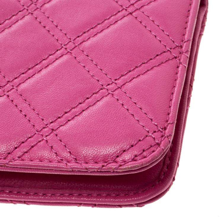 Pre Owned Marc Jacobs Pink Quilted Leather Continental Wallet