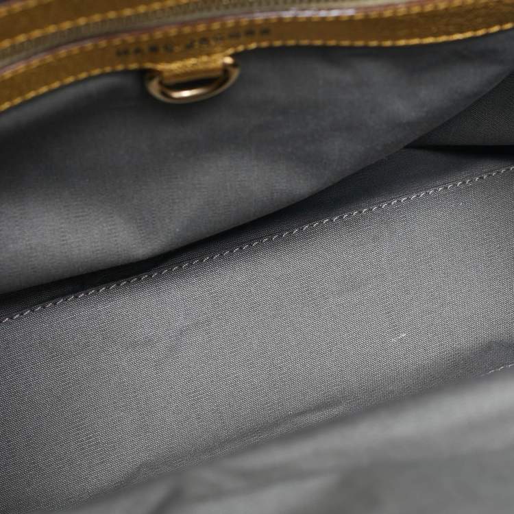 Pre Owned Marc Jacobs Gold Quilted Leather Stam Satchel