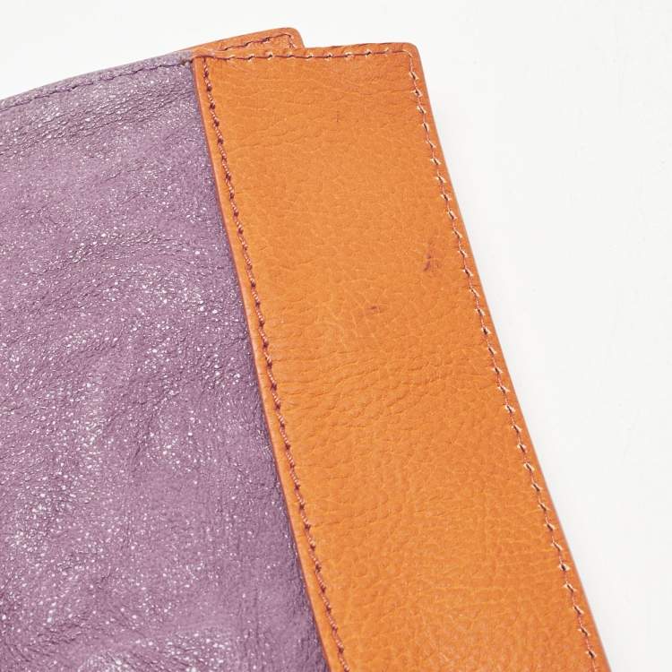 Pre Owned Marc Jacobs Purple/Orange Quilted Leather Oversized Clutch