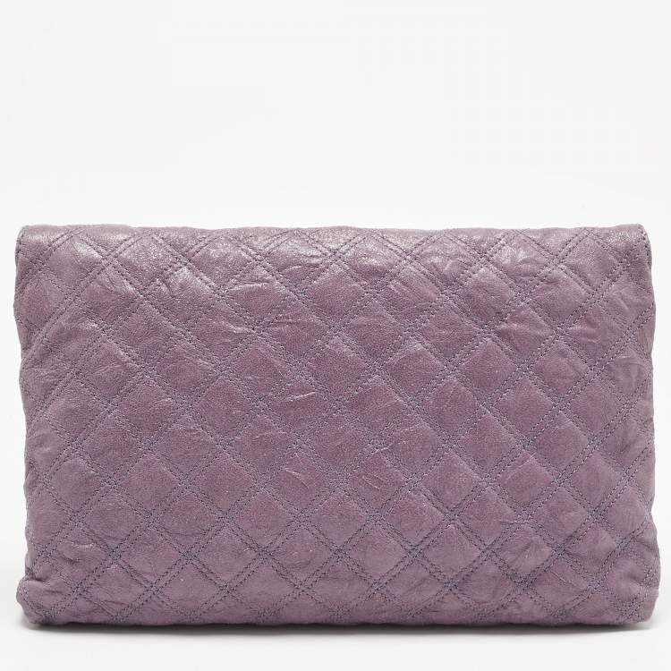 Pre Owned Marc Jacobs Purple/Orange Quilted Leather Oversized Clutch