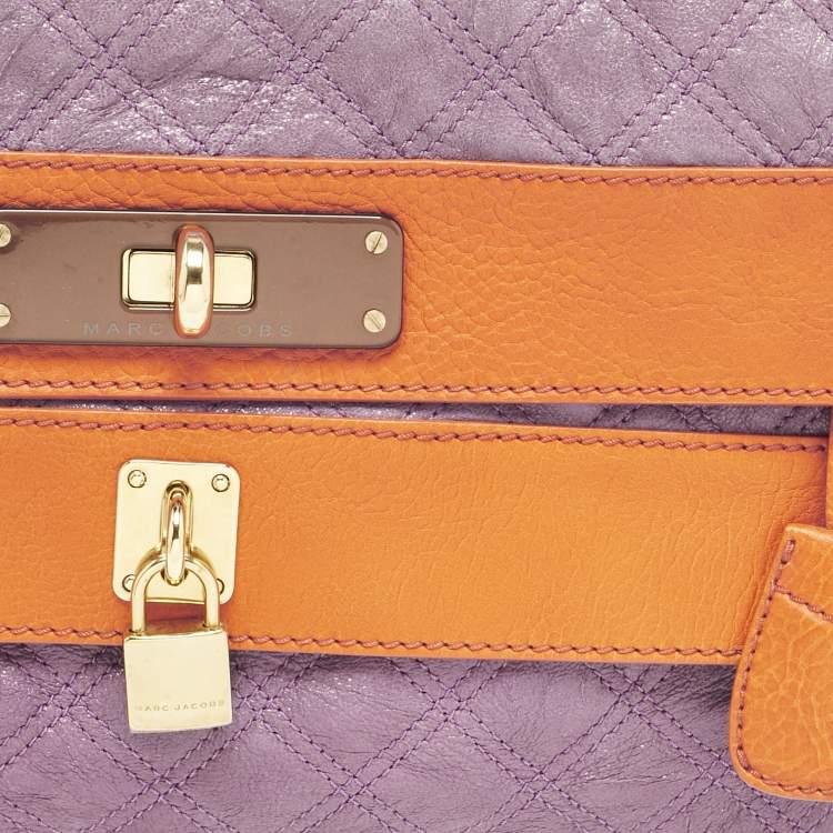 Pre Owned Marc Jacobs Purple/Orange Quilted Leather Oversized Clutch