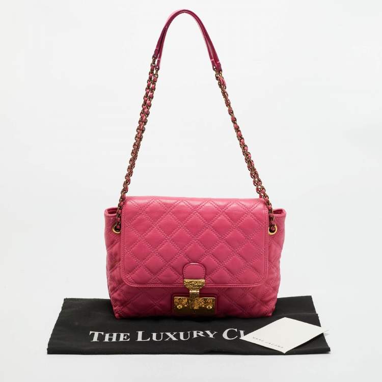 Pre Owned Marc Jacobs Pink Quilted Leather Baroque Flap Shoulder Bag