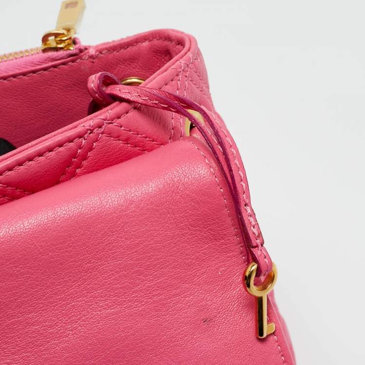 Pre Owned Marc Jacobs Pink Quilted Leather Baroque Flap Shoulder Bag