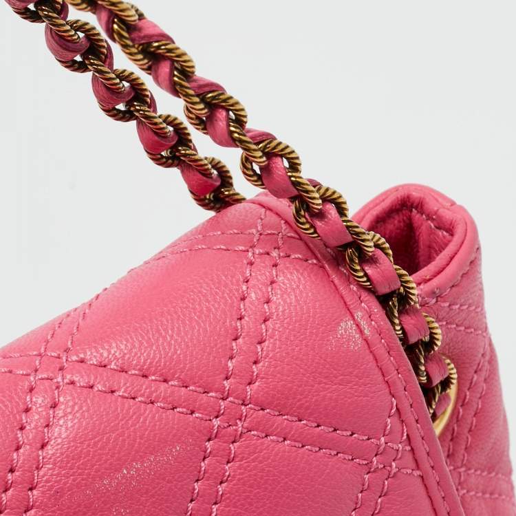 Pre Owned Marc Jacobs Pink Quilted Leather Baroque Flap Shoulder Bag