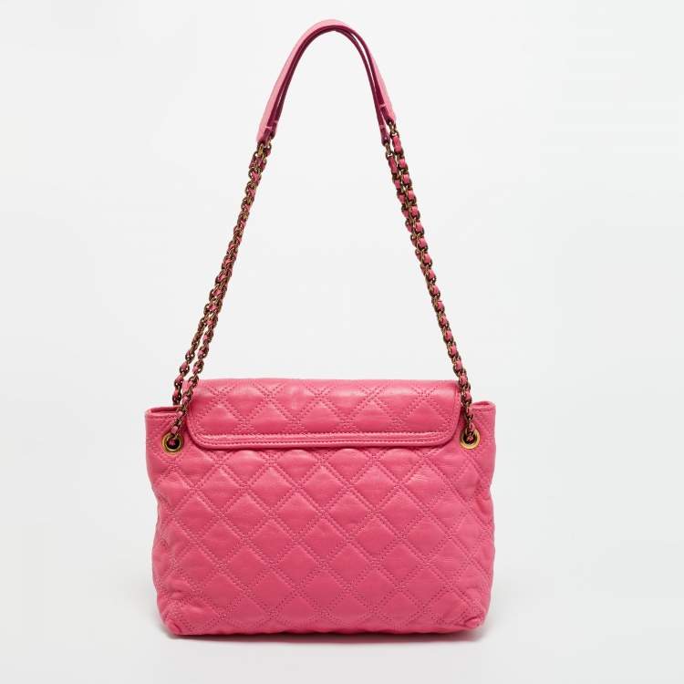 Pre Owned Marc Jacobs Pink Quilted Leather Baroque Flap Shoulder Bag