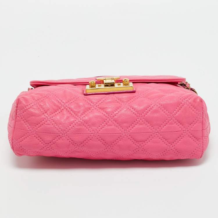 Pre Owned Marc Jacobs Pink Quilted Leather Baroque Flap Shoulder Bag