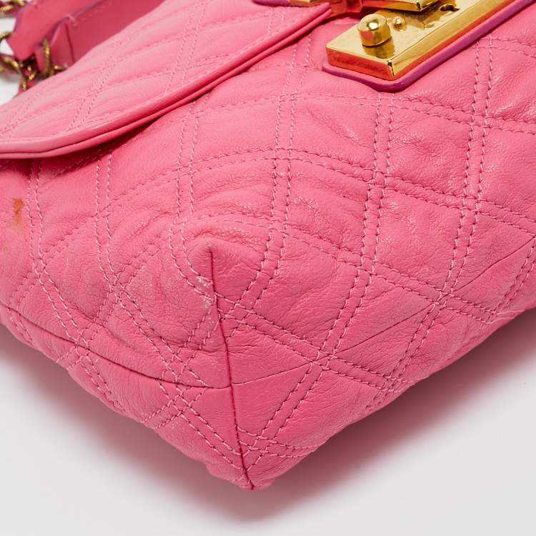 Pre Owned Marc Jacobs Pink Quilted Leather Baroque Flap Shoulder Bag
