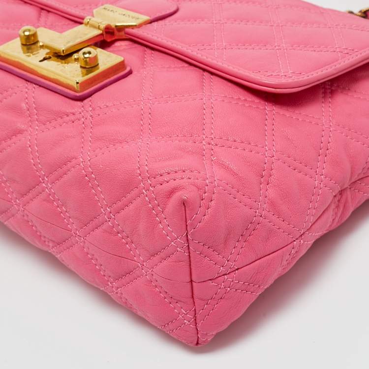 Pre Owned Marc Jacobs Pink Quilted Leather Baroque Flap Shoulder Bag