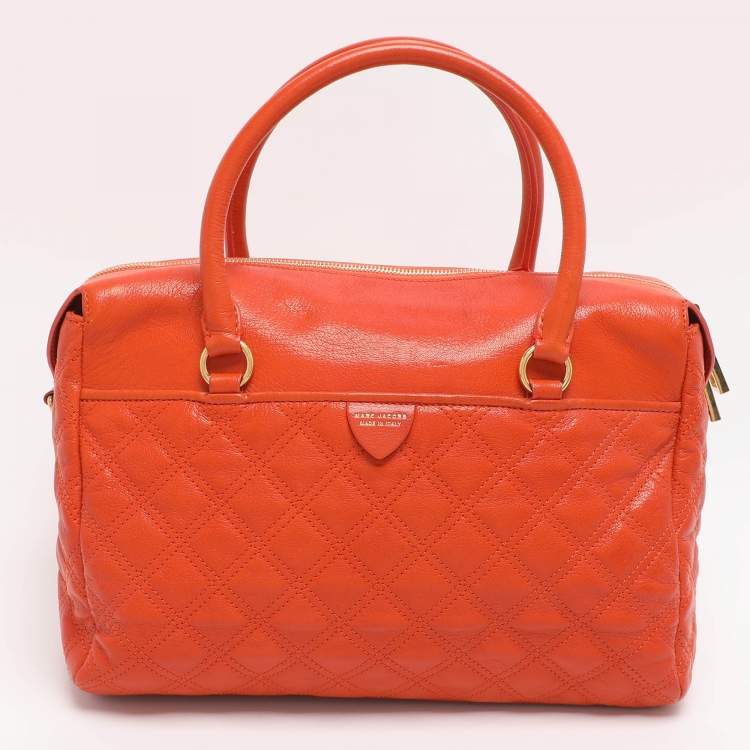 Pre Owned Marc Jacobs Orange Quilted Leather Rudi Satchel