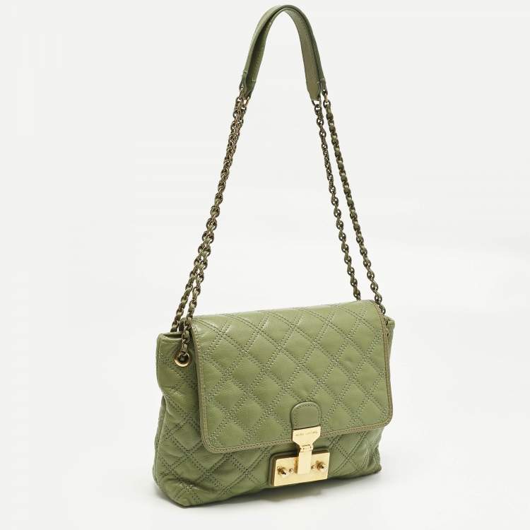 Pre Owned Marc Jacobs Green Quilted Leather Large Baroque Single Shoulder Bag