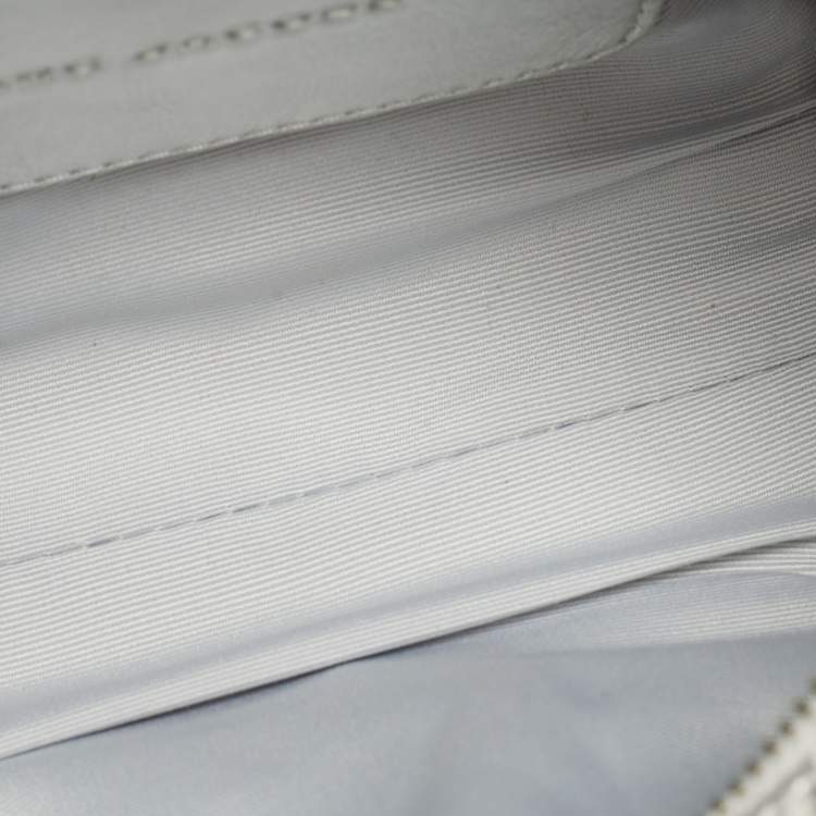 Pre Owned Marc Jacobs Silver/White Leather Mini The Tote 