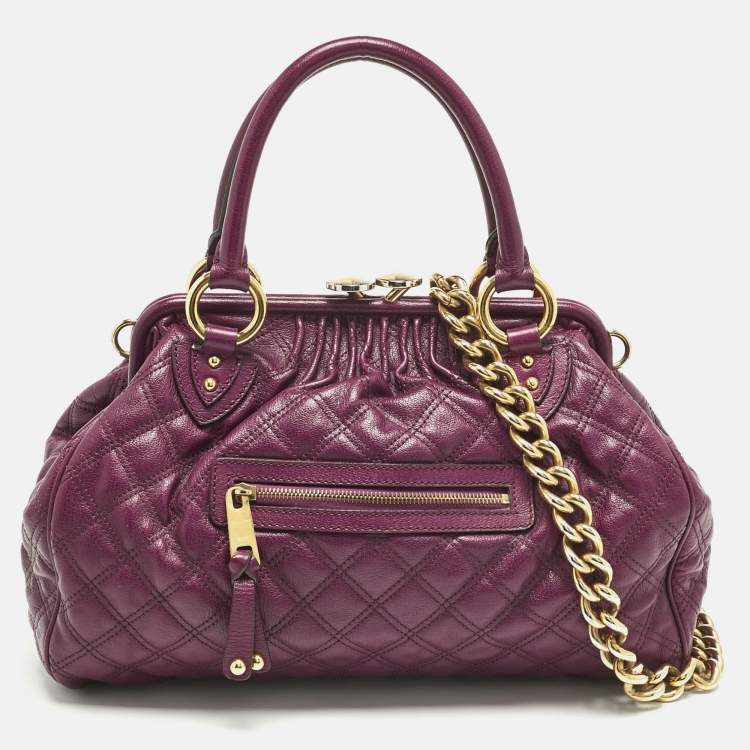 Pre Owned Marc Jacobs Magenta Quilted Leather Stam Satchel