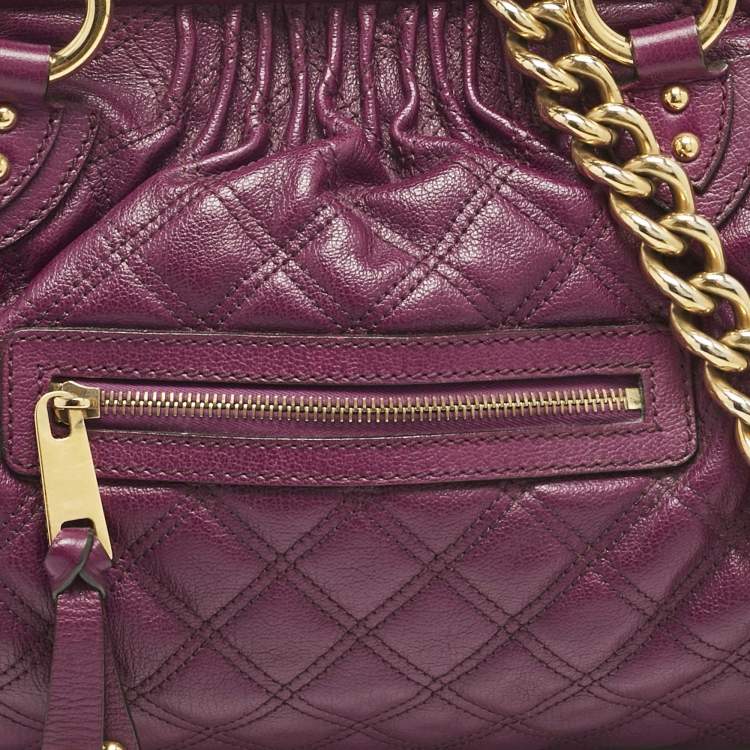 Pre Owned Marc Jacobs Magenta Quilted Leather Stam Satchel