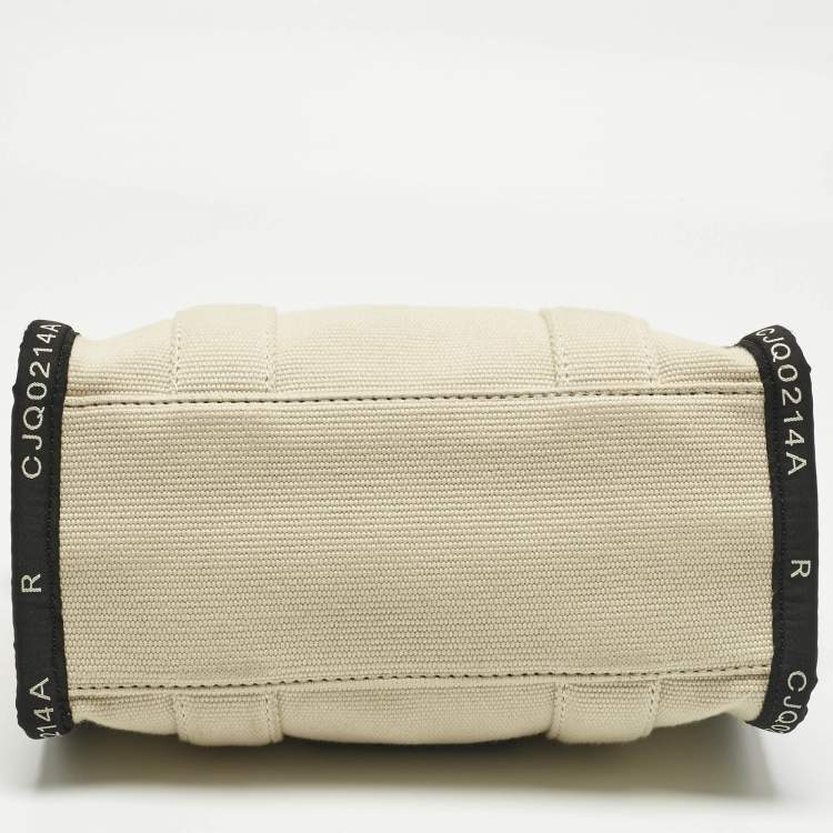 Pre Owned Marc Jacobs Light Beige/Black Canvas Small The Tote