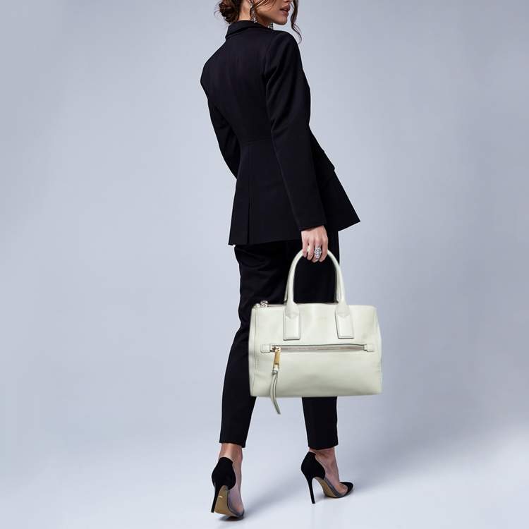 Pre Owned Marc Jacobs Off White Leather Gotham North South Tote