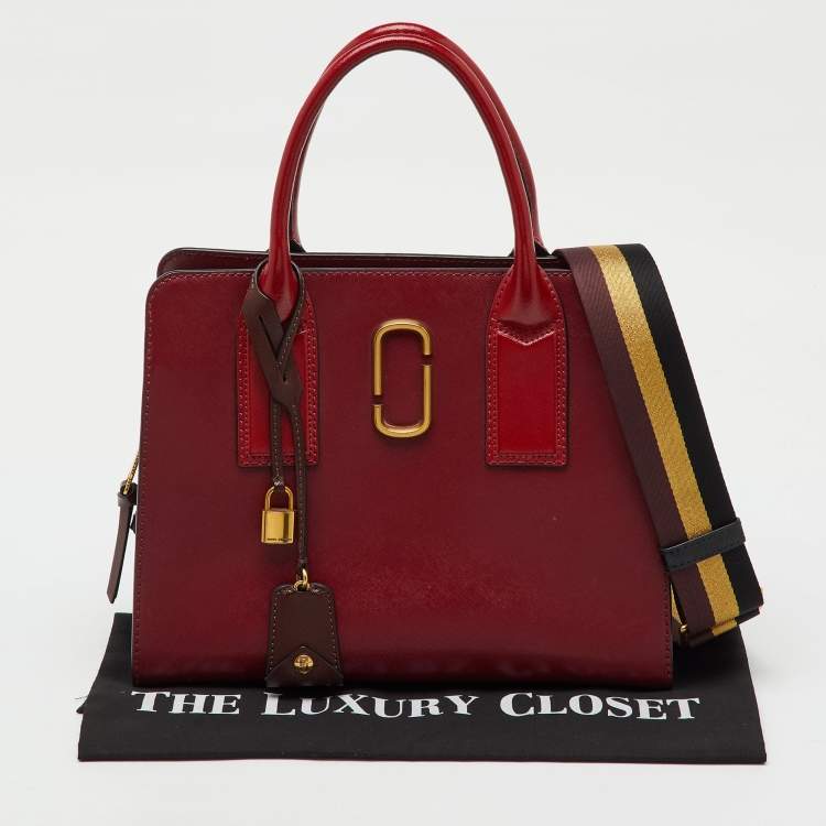 Pre Owned Marc Jacobs Dark Red Saffiano Leather Little Big Shot Tote