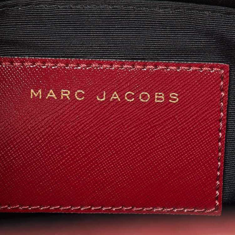 Pre Owned Marc Jacobs Dark Red Saffiano Leather Little Big Shot Tote