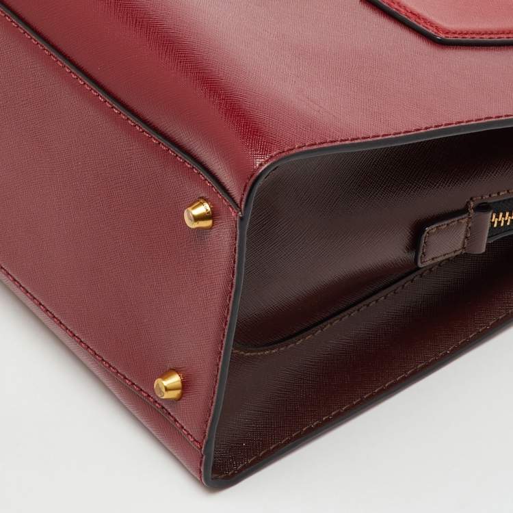 Pre Owned Marc Jacobs Dark Red Saffiano Leather Little Big Shot Tote