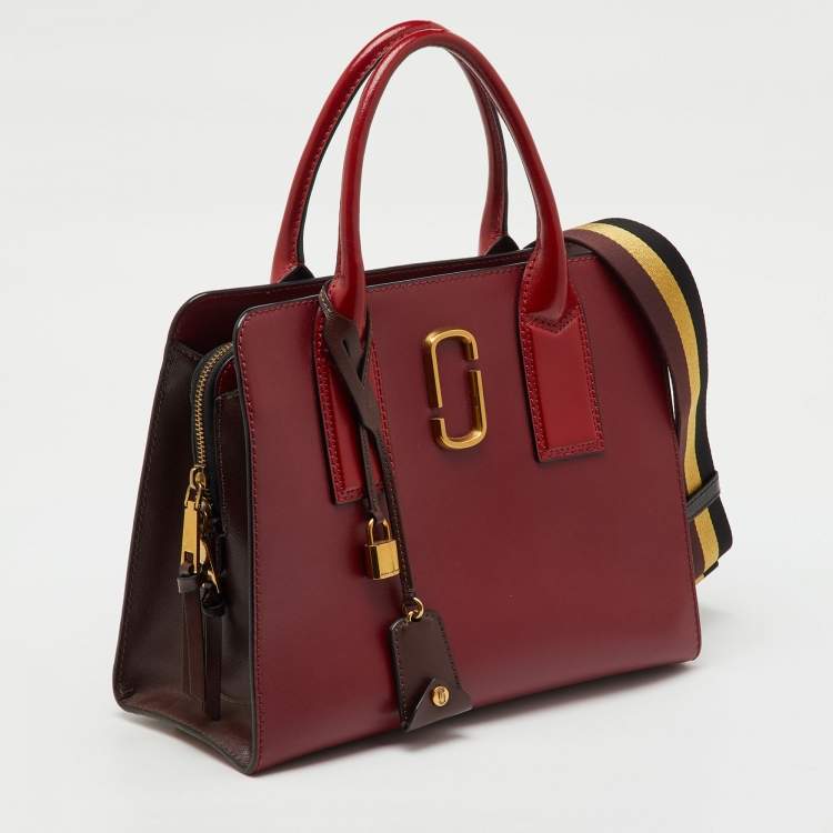 Pre Owned Marc Jacobs Dark Red Saffiano Leather Little Big Shot Tote