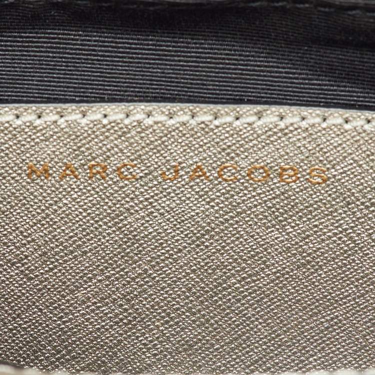 Pre Owned Marc Jacobs Metallic Light Gold Leather Beads and Pom Pom Little Big Shot Bag