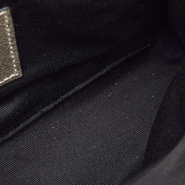 Pre Owned Marc Jacobs Metallic Light Gold Leather Beads and Pom Pom Little Big Shot Bag