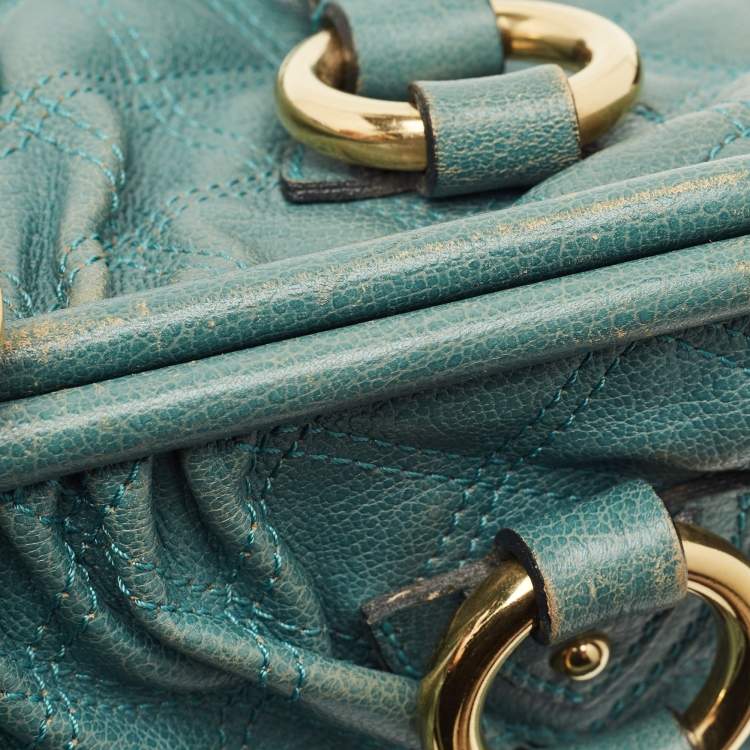 Pre Owned Marc Jacobs Gren Quilted Leather Stam Satchel