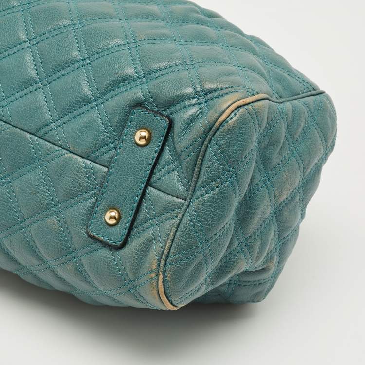 Pre Owned Marc Jacobs Gren Quilted Leather Stam Satchel