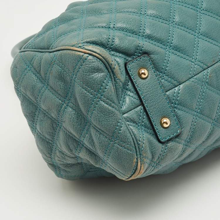 Pre Owned Marc Jacobs Gren Quilted Leather Stam Satchel